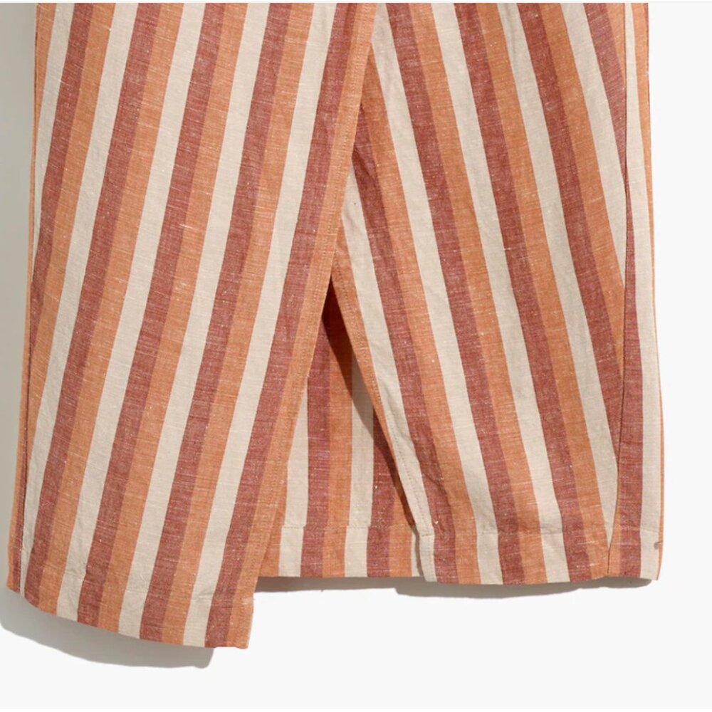 MADEWELL Pull-On Wrap Linen Midi Skirt in Stripe SZ S - Picture 5 of 6